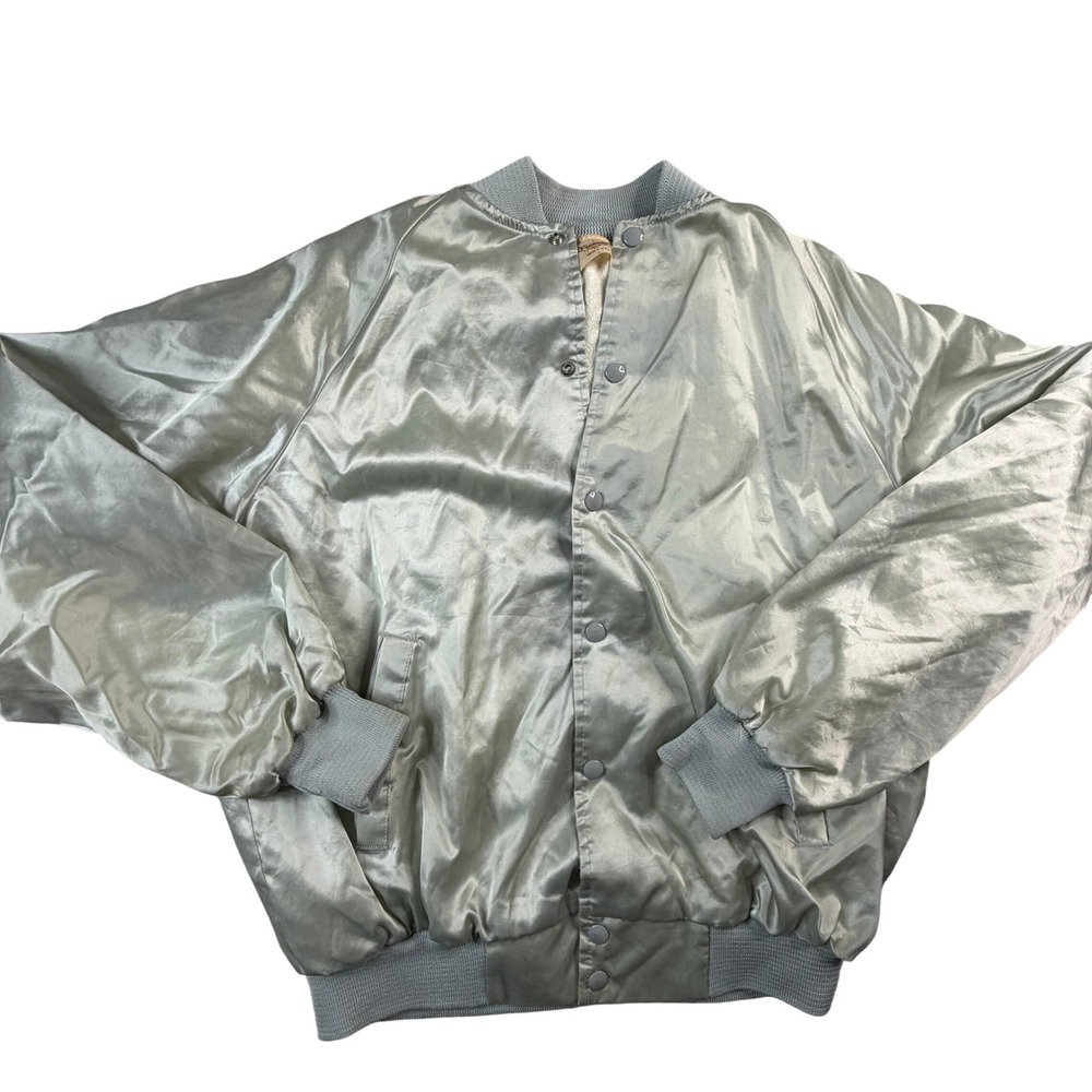 Vintage Auburn Sportswear Satin Jacket Men's Large Silver South Jackson USA - Picture 3 of 9
